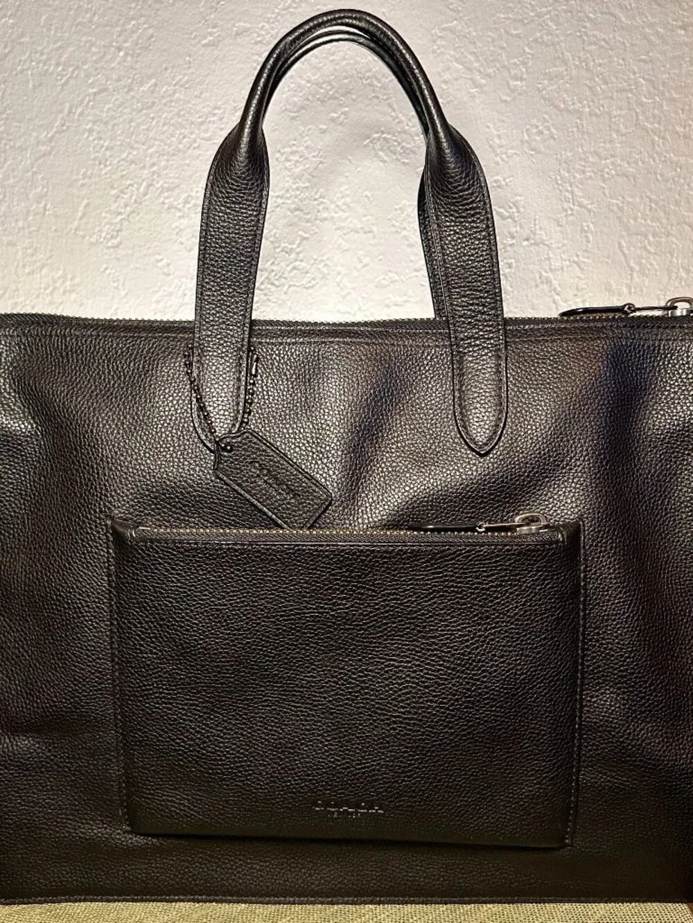 COACH Metropolitan Soft Brief Bag, Black Pebbled Leather, Used (Style 32249)